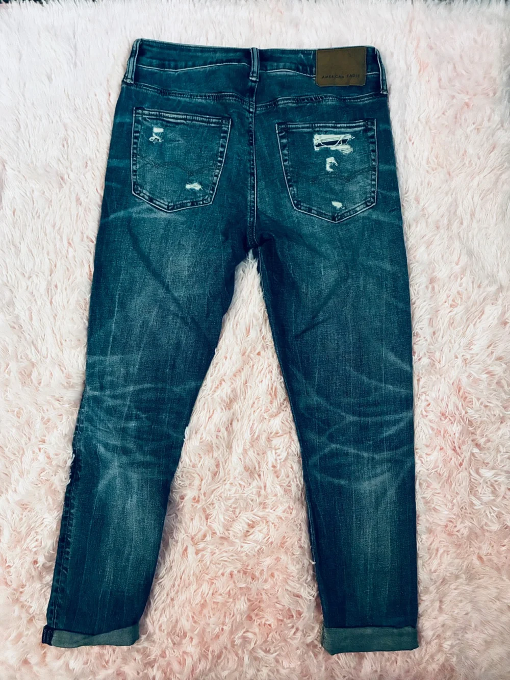 American Eagle Distressed Medium Wash Athletic Skinny Jeans